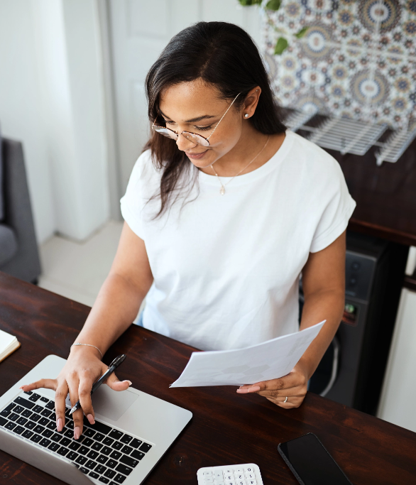 woman working on computer